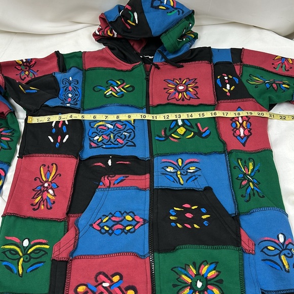 Himalayan Gifts Patchwork Zip-Up Hoodie Size Medium - Picture 9 of 15